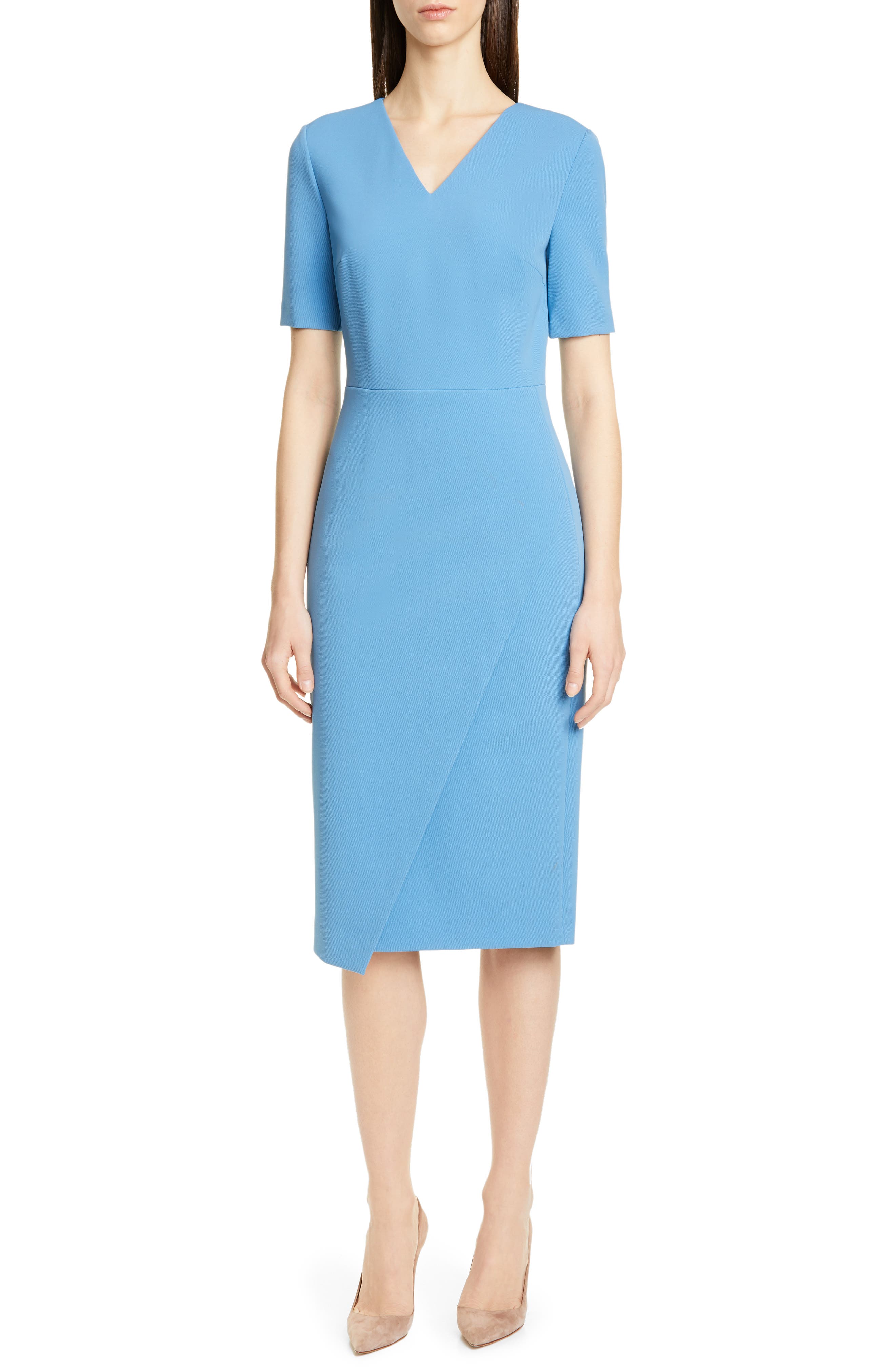 Boss Daissa Faux Wrap Sheath Dress, Blue