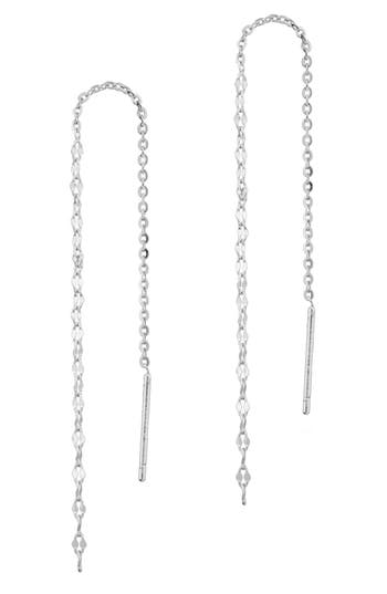 Savvy Cie Jewels Chain Threader Earrings In Silver