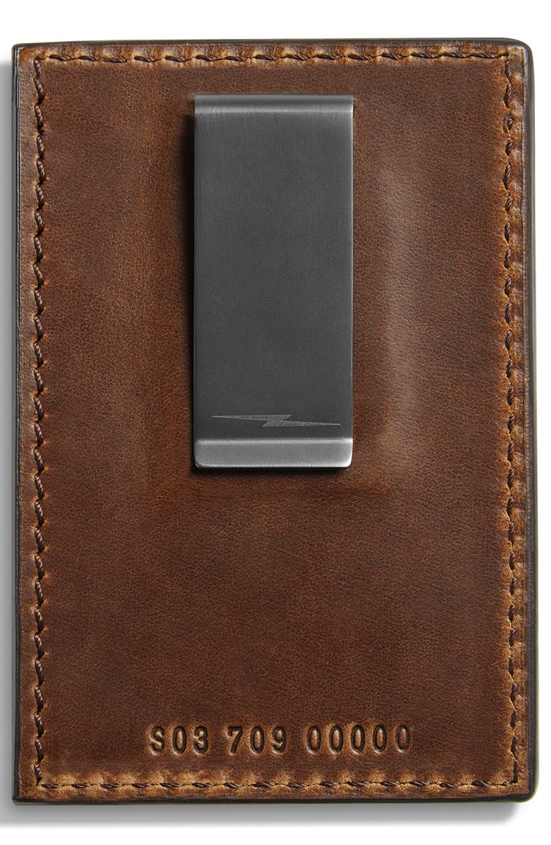Shinola Navigator Leather Money Clip Card Case, Alternate, color, 
