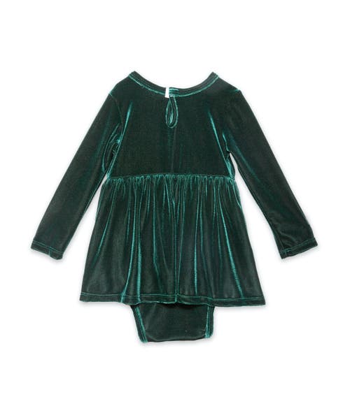 WORTHY THREADS WORTHY THREADS EMBROIDERED VELVET HOLIDAY LONG SLEEVE BUBBLE ROMPER 