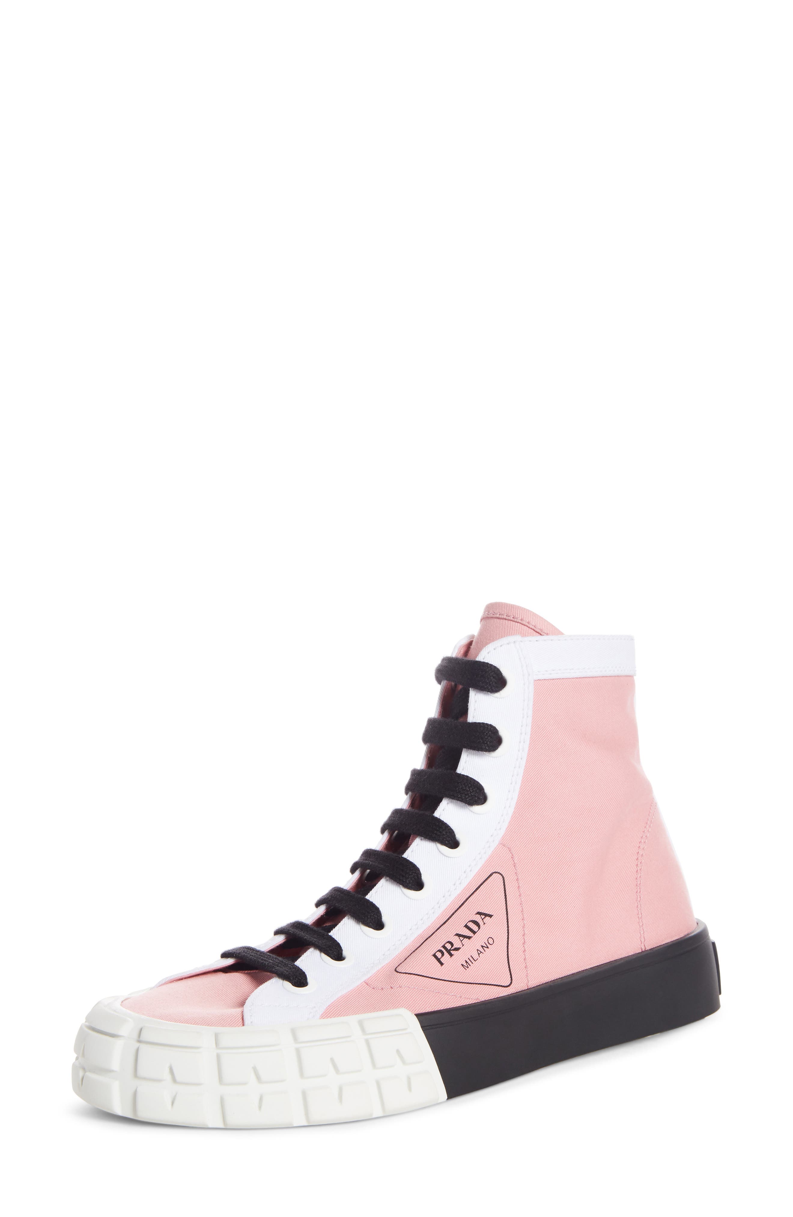 womens pink prada sneakers