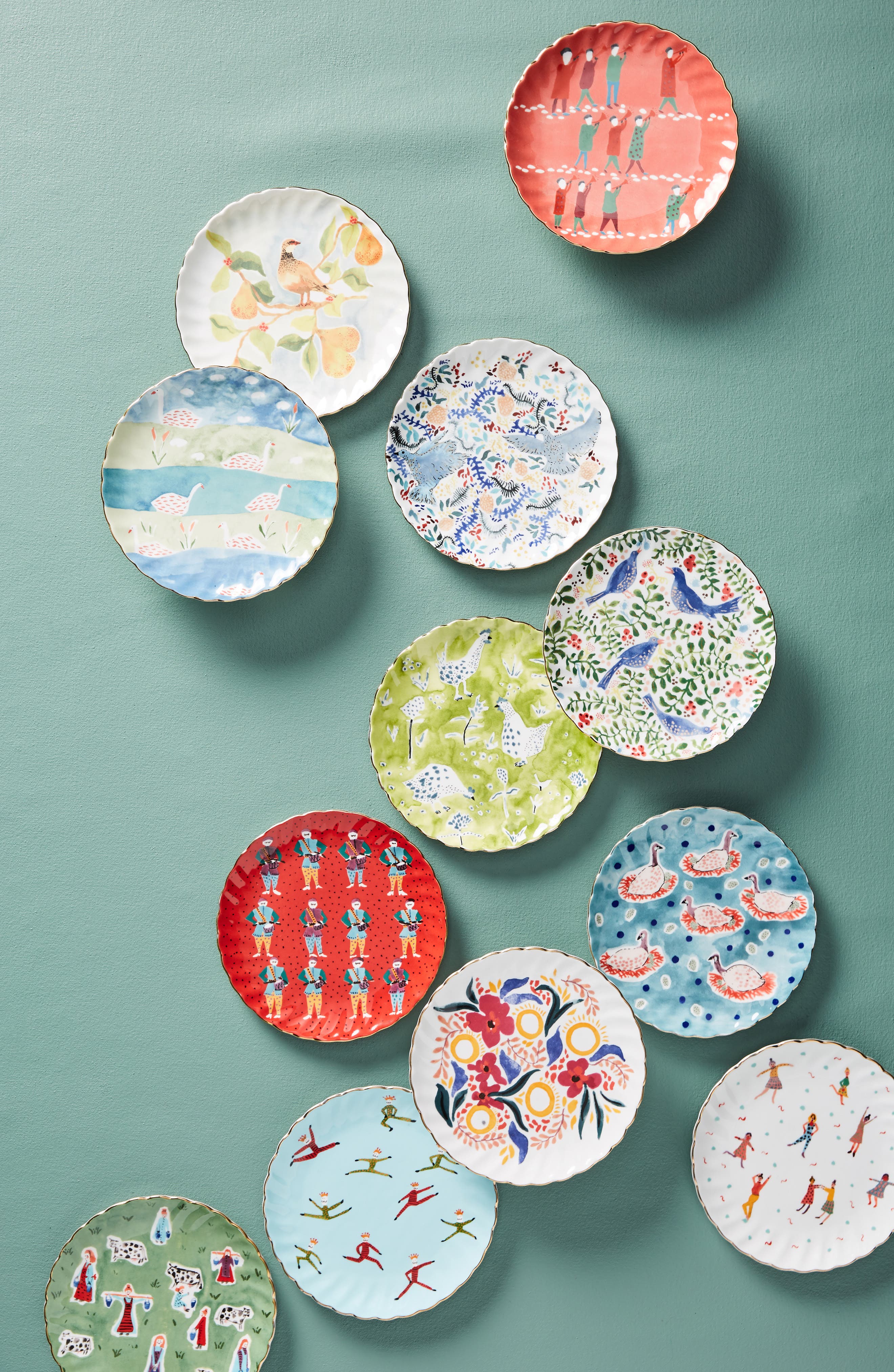 Anthropologie 12 Days of Christmas Set of 12 Canapé Plates Nordstrom