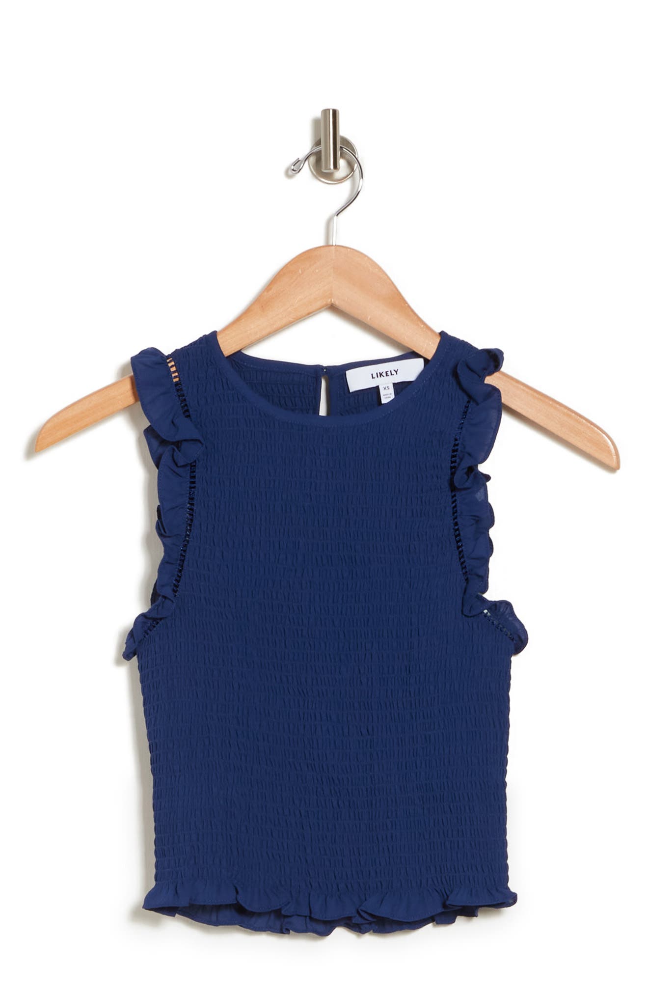 Likely Thomes Smocked Ruffle Tank Top In Blueprint