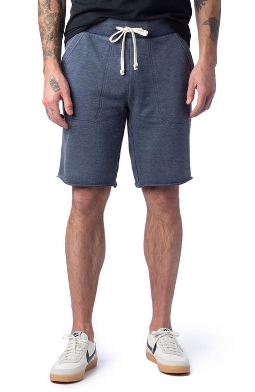 Alternative Men's Victory Washed French Terry Cutoff Shorts in Dark Navy