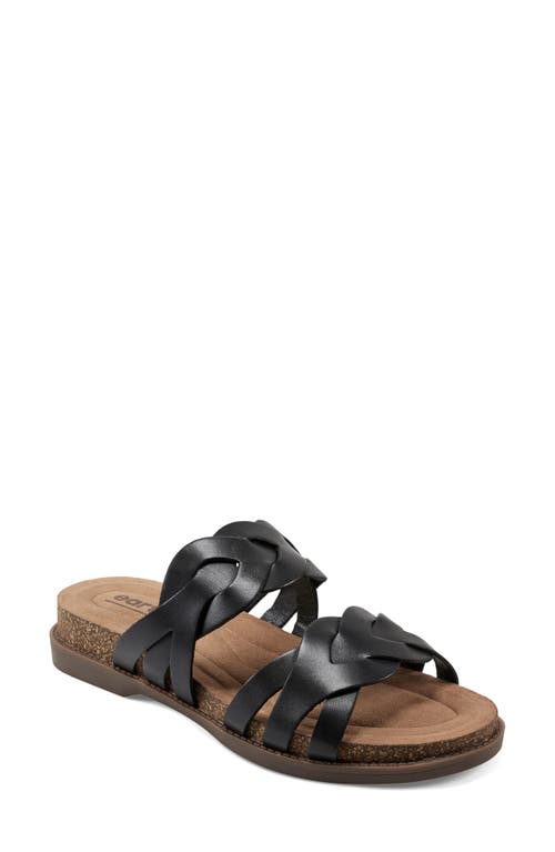Earth® Desty Woven Slide Sandal in Black Leather