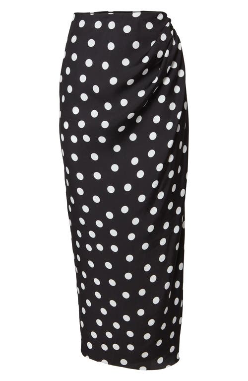 Carolina Herrera Polka Dot Side Ruched Skirt in Black Multi at Nordstrom, Size 16