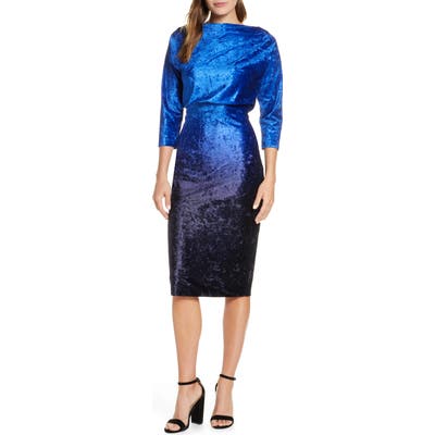 Mark + James By Badgley Mischka Ombre Velvet Blouson Dress, Blue