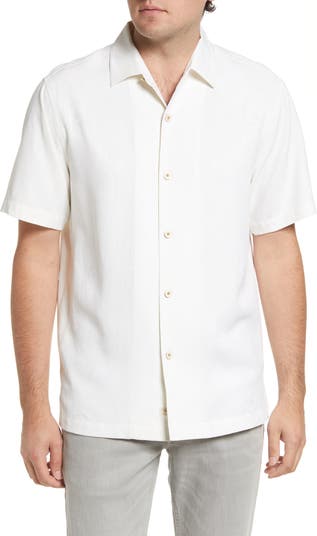 Tommy Bahama Vine Lines Short Sleeve Silk Button-Up Shirt Linen Sky