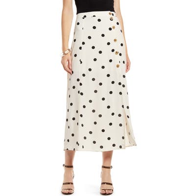 Something Navy High Waist Midi Skirt, Beige (Nordstrom Exclusive)