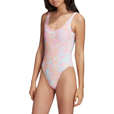 Adidas Originals Tie Dye One-Piece Swimsuit, Pink