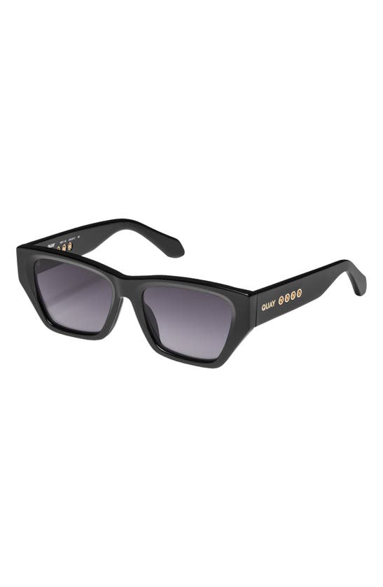 Shop Quay No Apologies 40mm Gradient Square Sunglasses In Black / Smoke