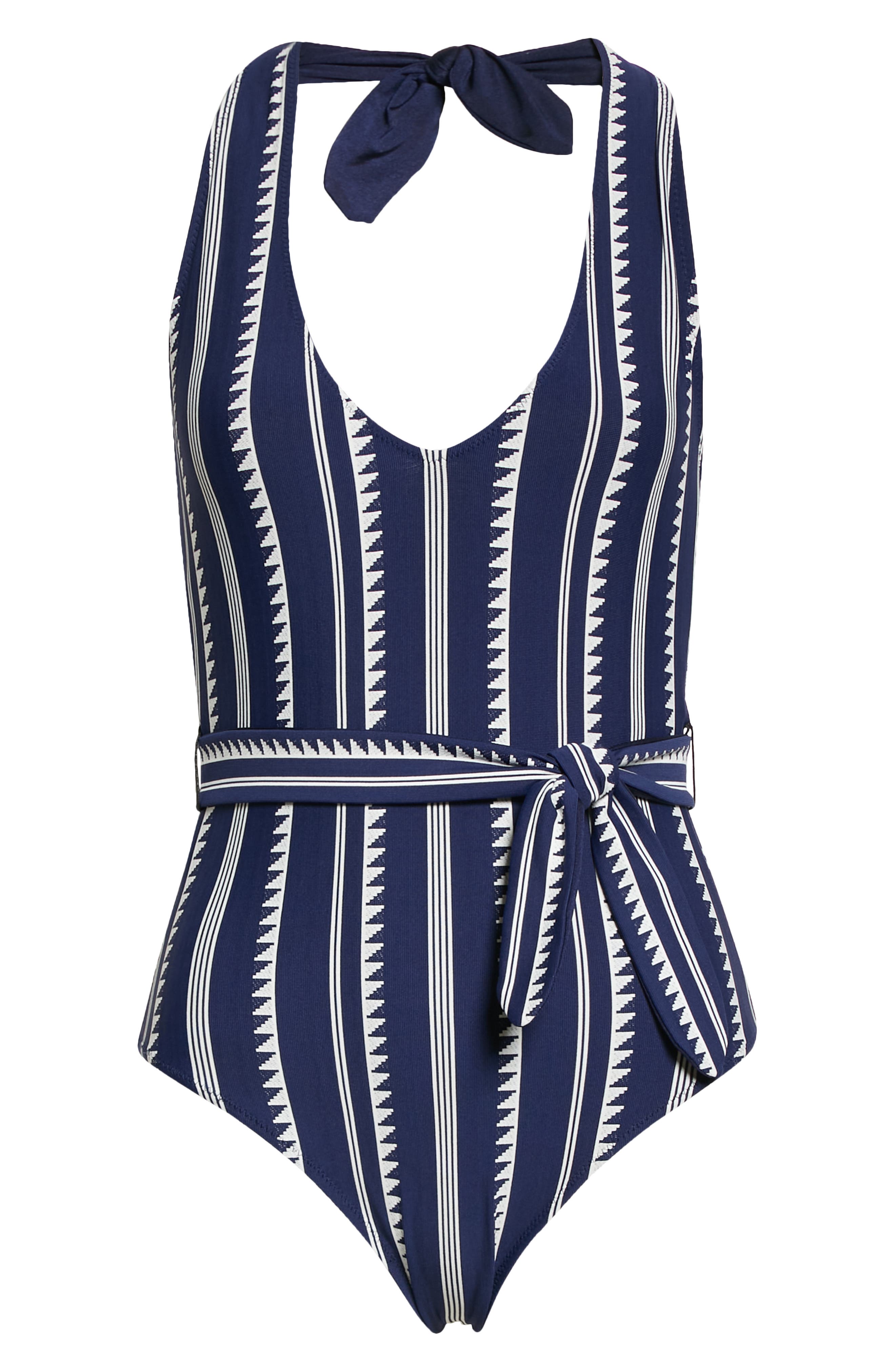 lemlem Nunu Halter One-Piece Swimsuit in Navy