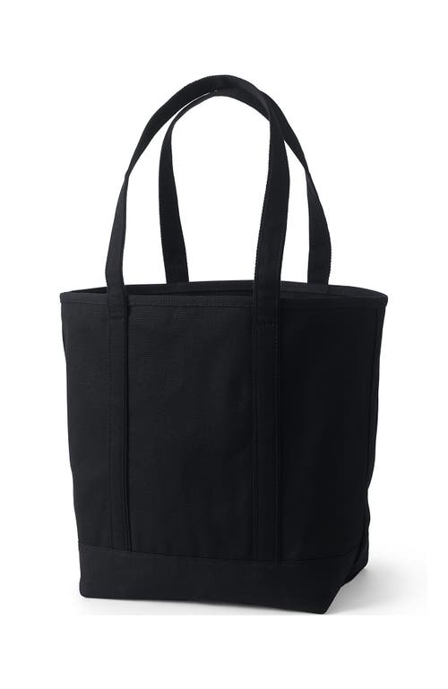 Lands' End Open Top Long Handle Canvas Tote Bag In Black/black