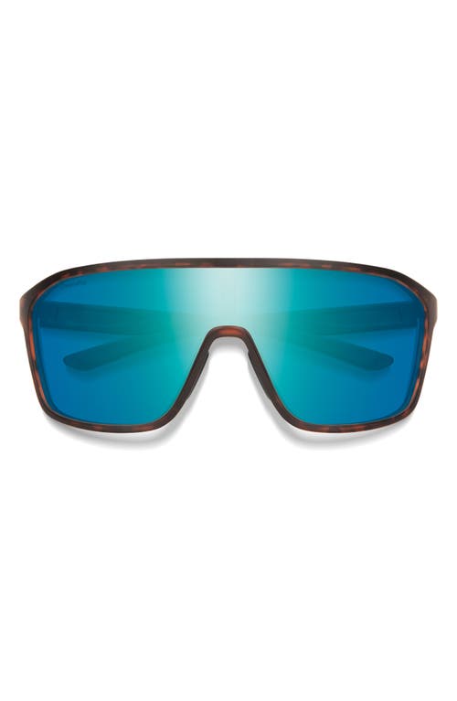 Smith Boomtown 135mm ChromaPop Polarized Shield Sunglasses in Matte Tortoise /Opal Mirror at Nordstrom