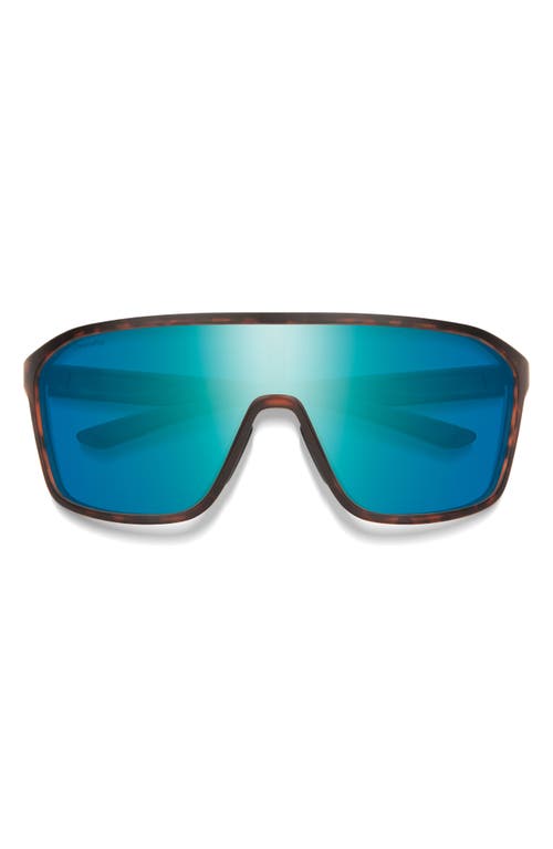 Smith Boomtown 135mm Chromapop™ Polarized Shield Sunglasses In Matte Tortoise/opal Mirror