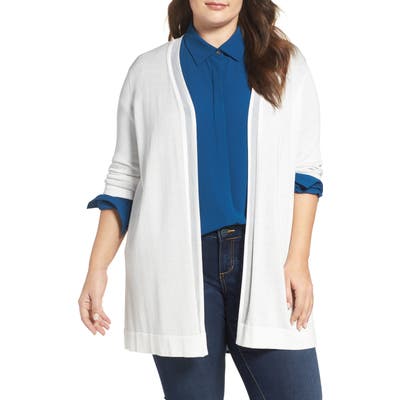 Plus Size Vince Camuto Sheer Stripe Cardigan, Ivory