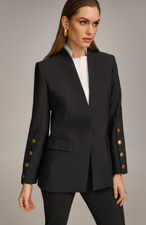 Donna Karan Womens Button Sleeve Blazer Collared Shirt Slim Leg Ankle Pants In Black