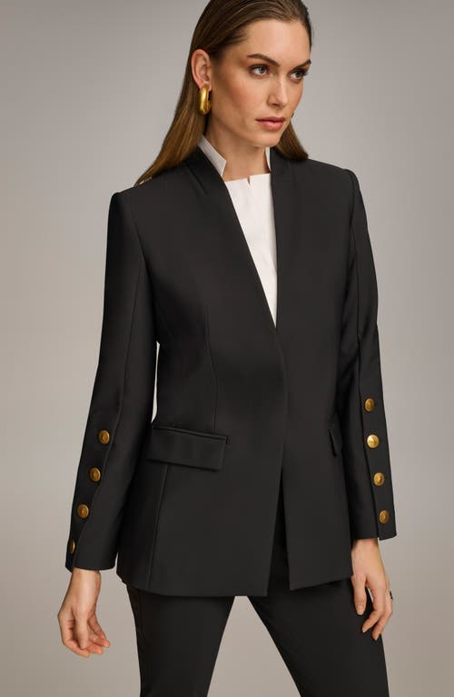 Shop Donna Karan Sleeve Button Detail Shawl Collar Jacket In Black