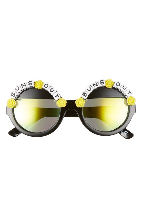 Rad + Refined Suns Out Buns Out Round Sunglasses in Yellow/Green Mirrored