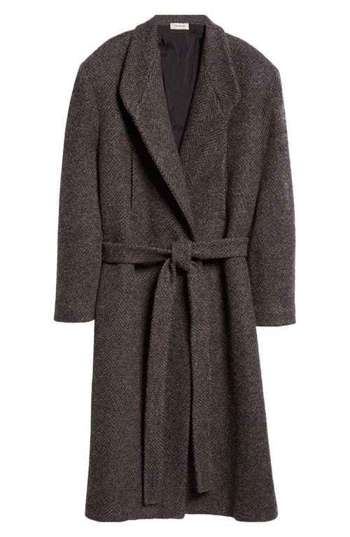 Fear of God Herringbone Belted Virgin Wool Coat in Mocha 