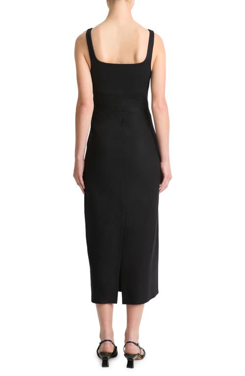 Shop Vince Square Neck Crossover Detail Virgin Wool Blend Dress In Black