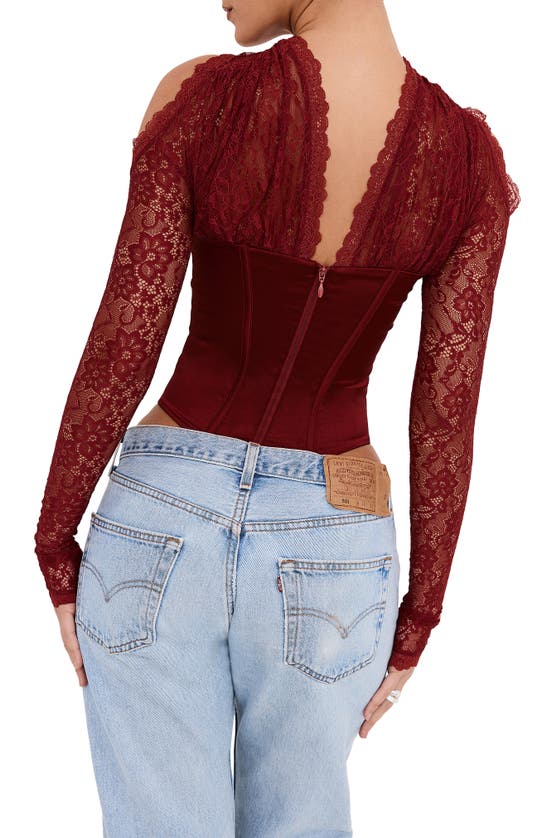 Mistress Rocks Lace Corset Top In Cherry White