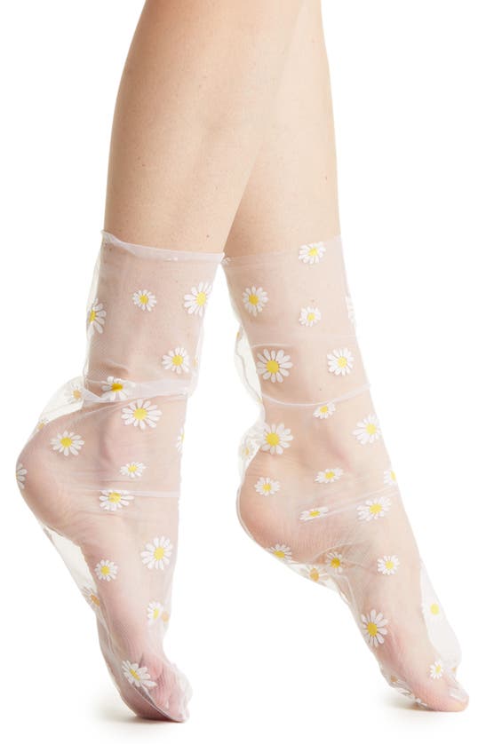 High Heel Jungle Daisy Tulle Socks In White