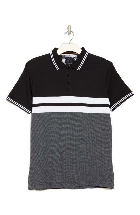 Shop Denim And Flower Stripe Tipped Polo In Black