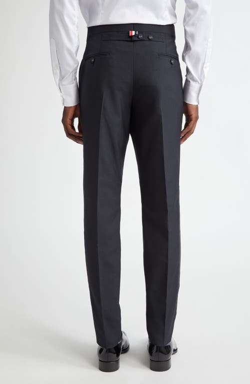 Shop Thom Browne Mid Rise Wool Blend Skinny Pants In Black