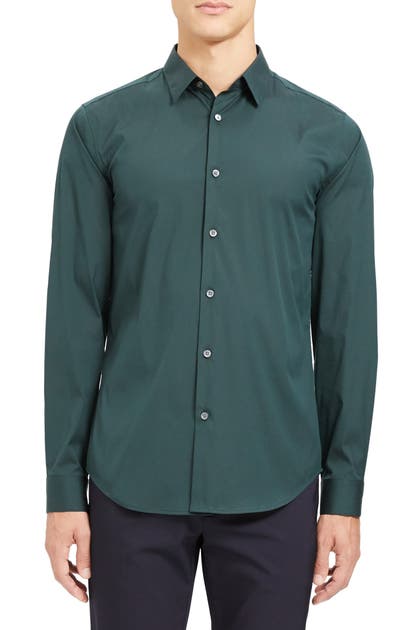 Theory Sylvain Slim Fit Button-up Dress Shirt In Vetiver