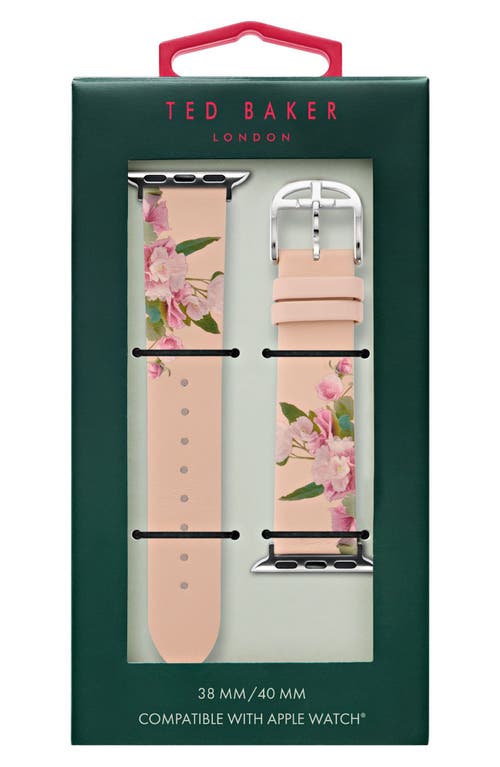 Floral Print Leather Apple Watch Watchband in Pink
