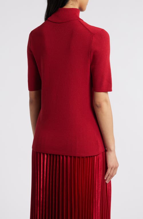 ANNE KLEIN ANNE KLEIN TURTLENECK SHORT SLEEVE RIB SWEATER