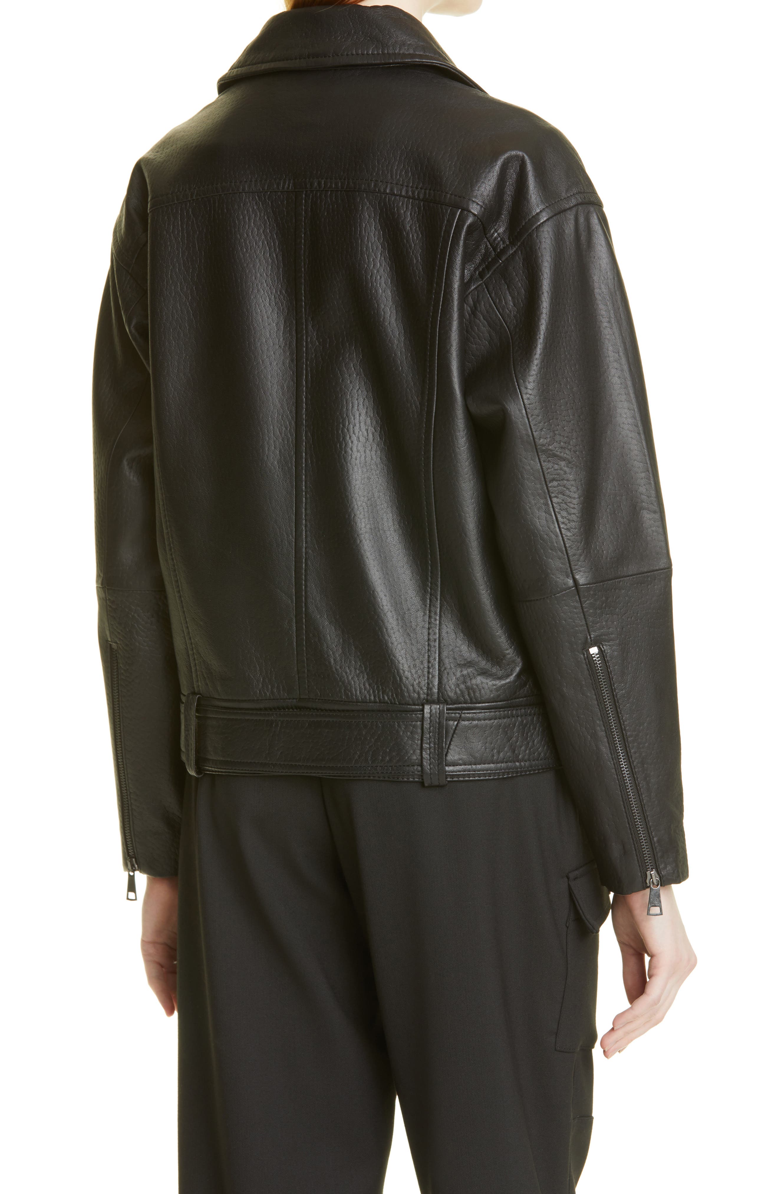 ted baker black grained leather biker jacket