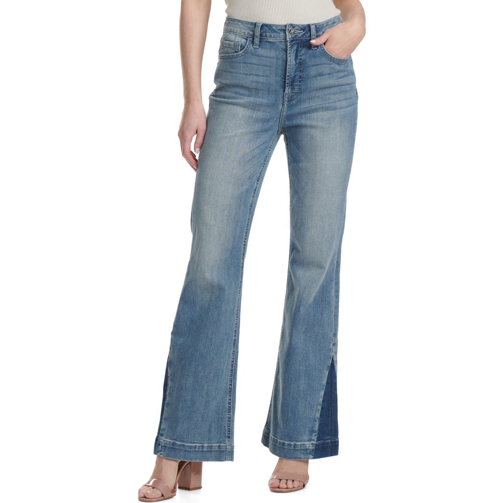 Jen7 By 7 For All Mankind Paneled Outseam High Waist Flare Jeans In Blue