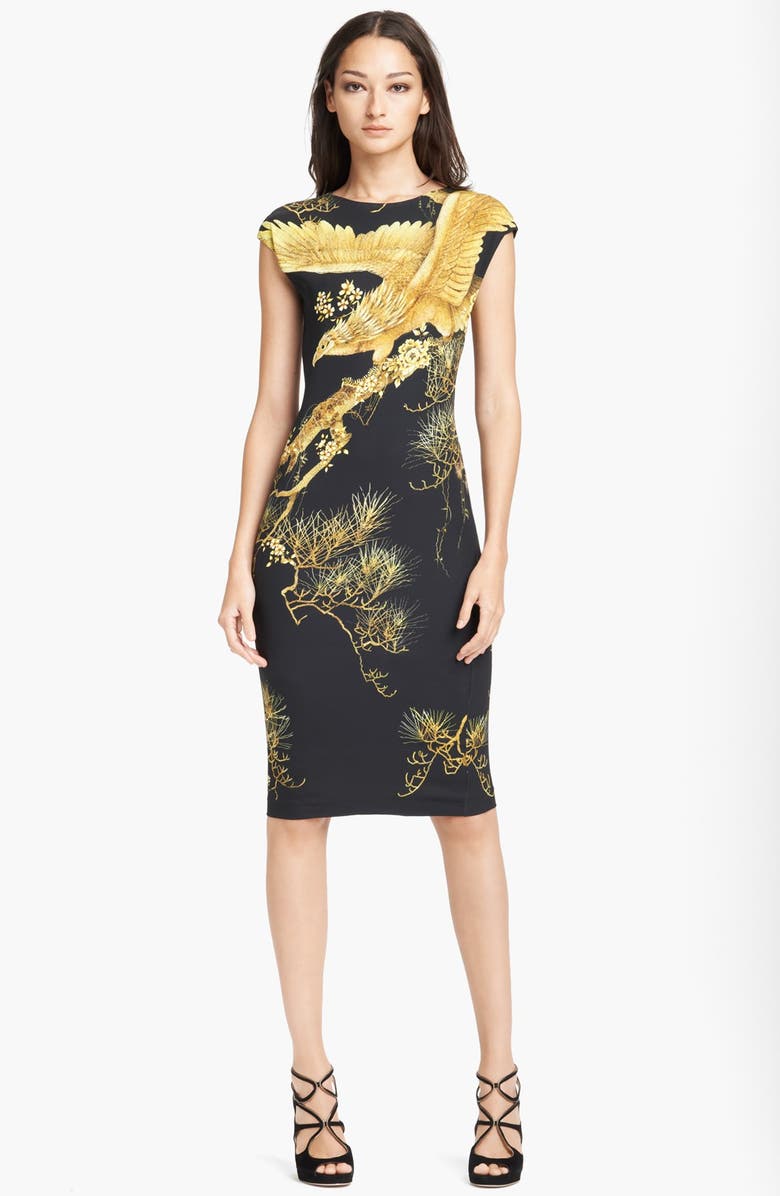 ROBERTO CAVALLI 'Chimera Print' Cady Dress, Main, color, BLACK/ GOLD