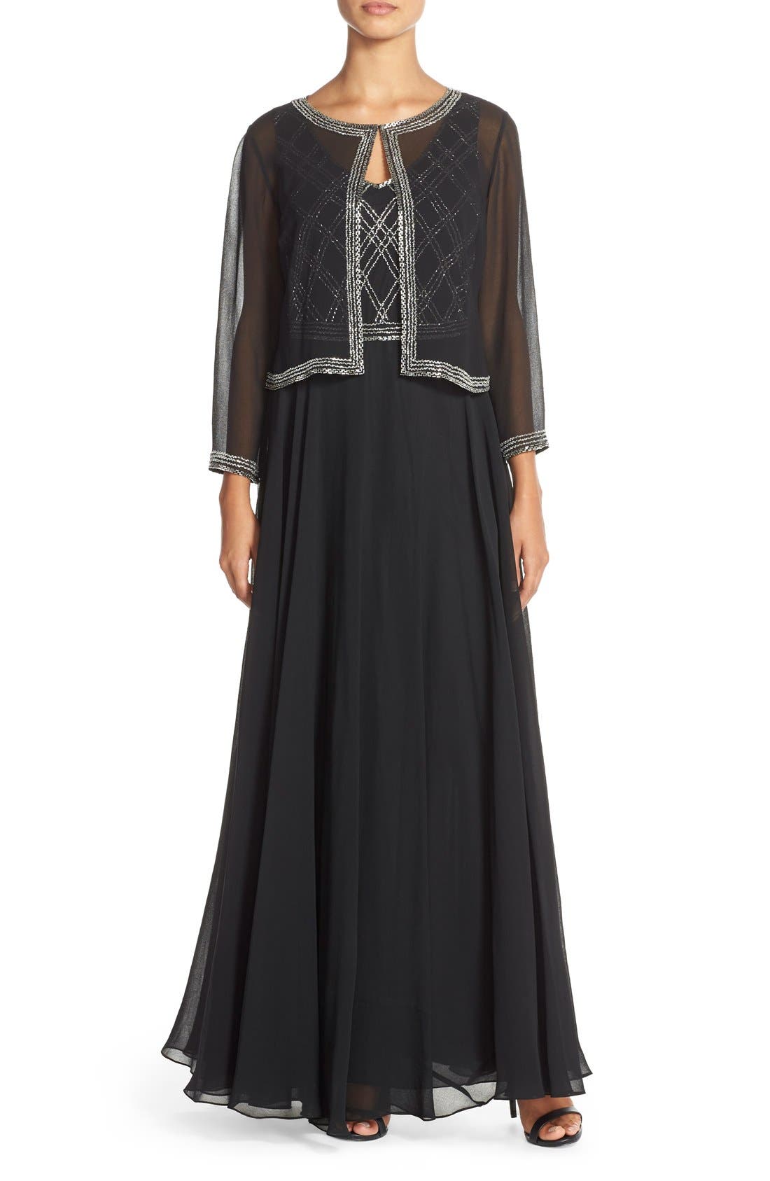 J Kara Beaded Chiffon Dress & Jacket Nordstrom