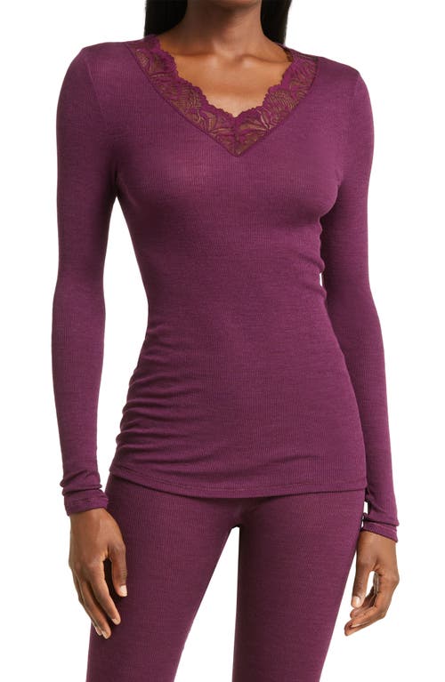 Hanro Lace Trim Wool & Silk Sleep Top in 1488 - Sumac