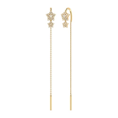 Shop Luvmyjewelry Dazzling Star Duo Tack-in Sterling Silver Diamond Drop Earring In 14kt Gold Vermeil On Sterling