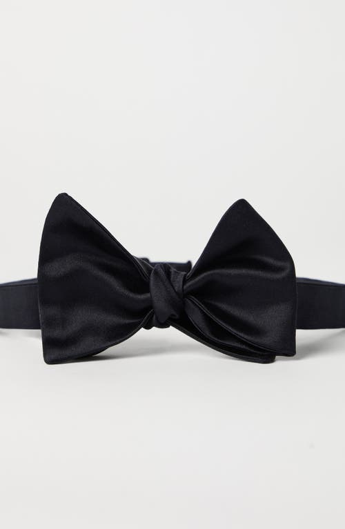 Shop Brunello Cucinelli Cotton And Silk Satin Bow Tie In Night