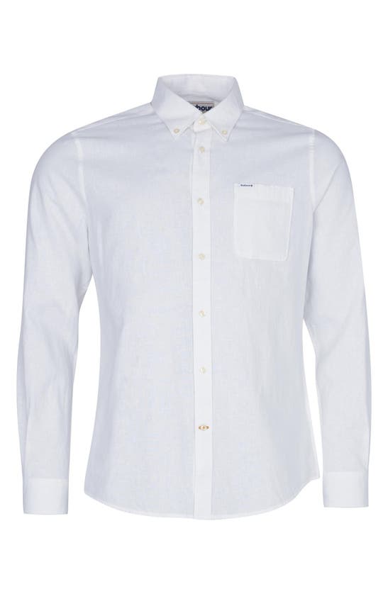 Shop Barbour Nelson Tailored Fit Solid Linen & Cotton Button-down Shirt In White