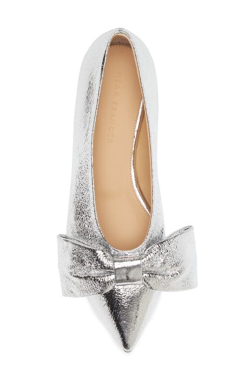 Shop Dear Frances Bow Pointed Toe Flat In Silver