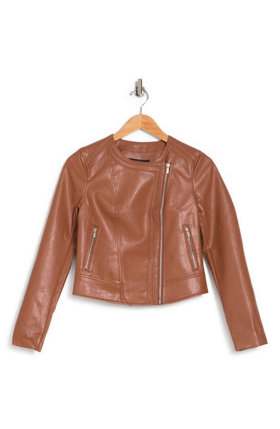 Coffee Shop Faux Leather Moto Jacket In Peanut ModeSens
