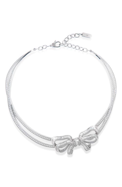 Judith Leiber Pavé Bow Double Strand Necklace In Metallic