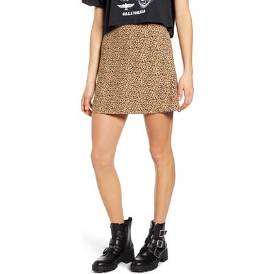 Bp. Print Mini Skater Skirt, Brown