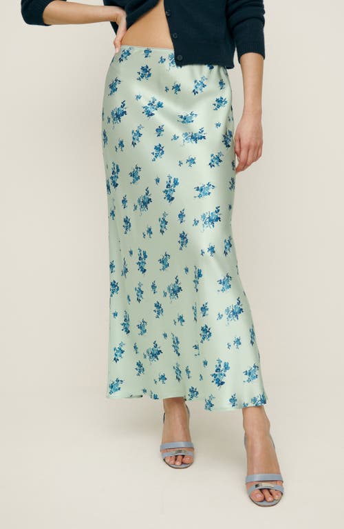 Reformation Layla A-line Silk Skirt In Blue