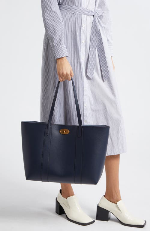 Shop Mulberry Bayswater Leather Tote In Night Sky-poplin Blue