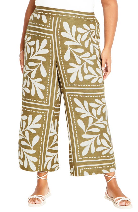 Shop City Chic Modern Muse Ankle Wide Leg Pants In Juniper Tile