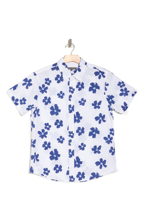 Shop Slate & Stone Floral Short Sleeve Button-up Shirt In White-blue Flower
