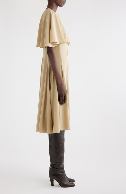 Chloé Cape Overlay Silk Crepe Shirtdress In Golden Hemp