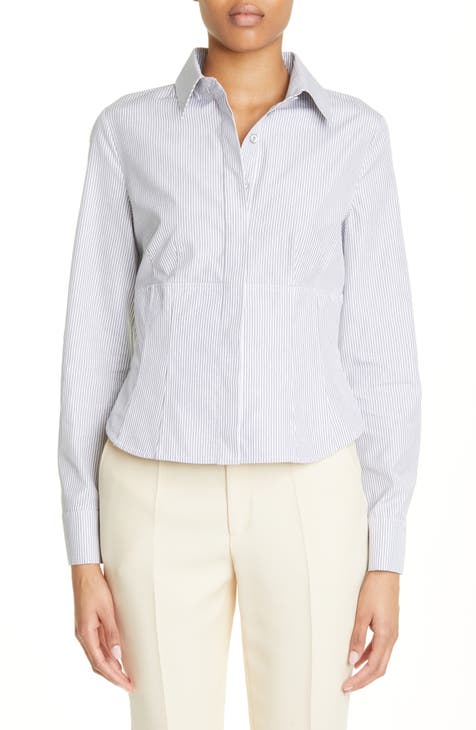Pinstripe Corset Cotton Button-Up Shirt